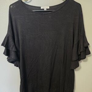 Madewell Black Ruffled Bell Sleeve Top